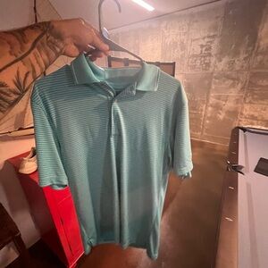 Men's Green Striped Polo Shirt